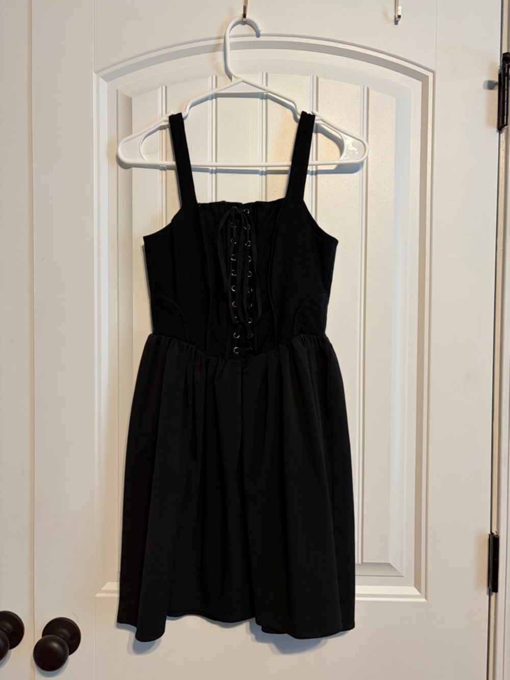 Girls' Black Lace-Up Sundress